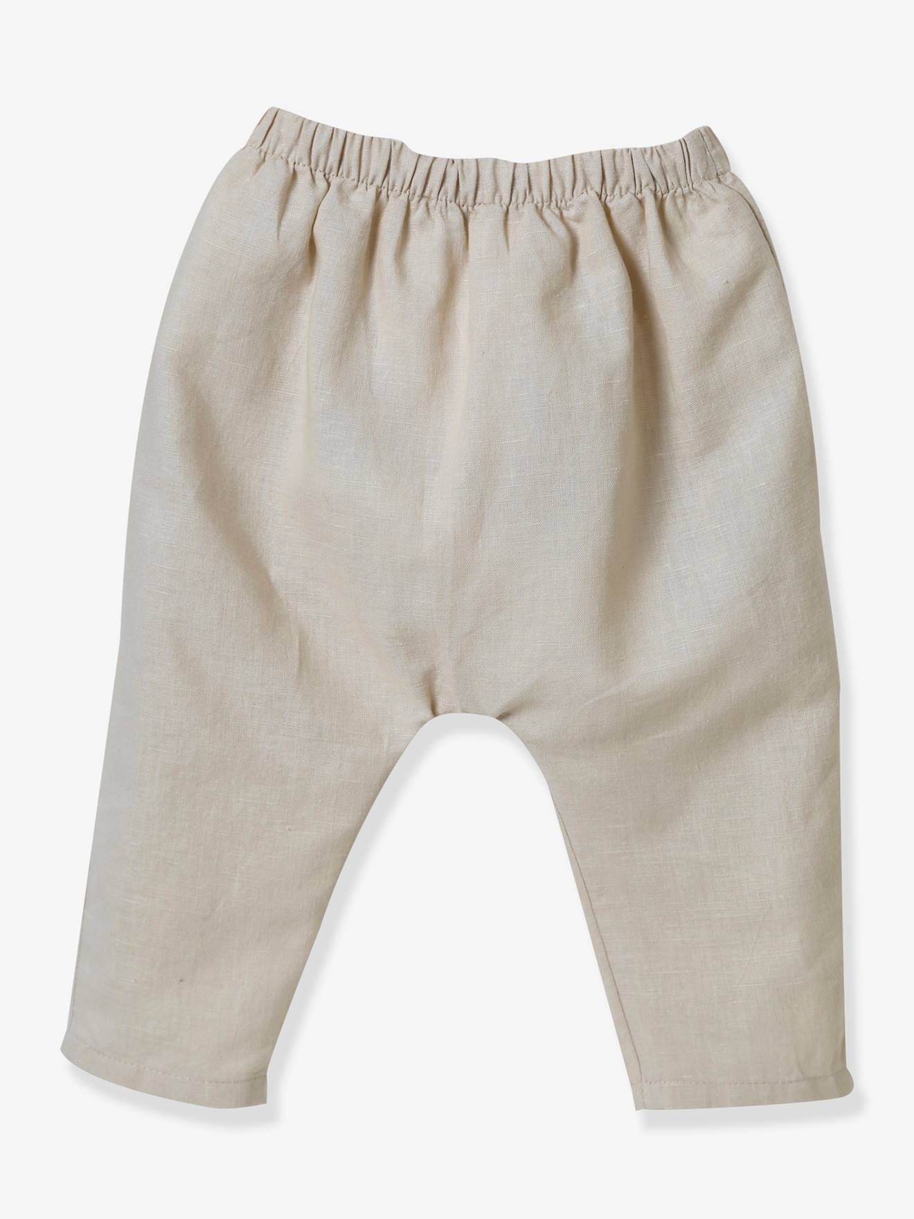 Sarouel bébé en lin et coton CYRILLUS beige