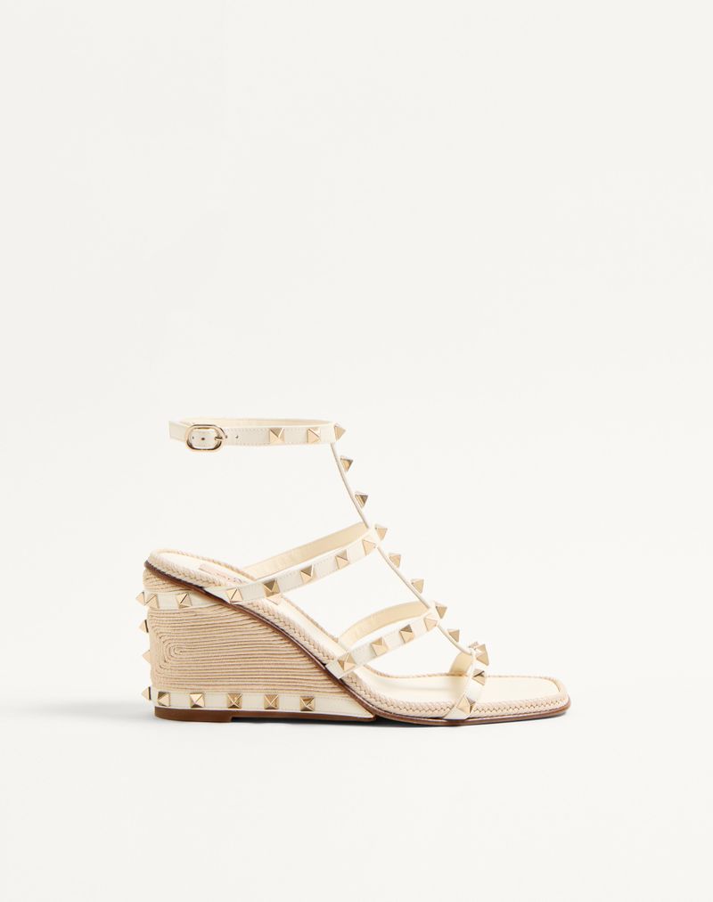 Sandália plataforma Rockstud em pele de vitelo com bordado Cornely 80mm