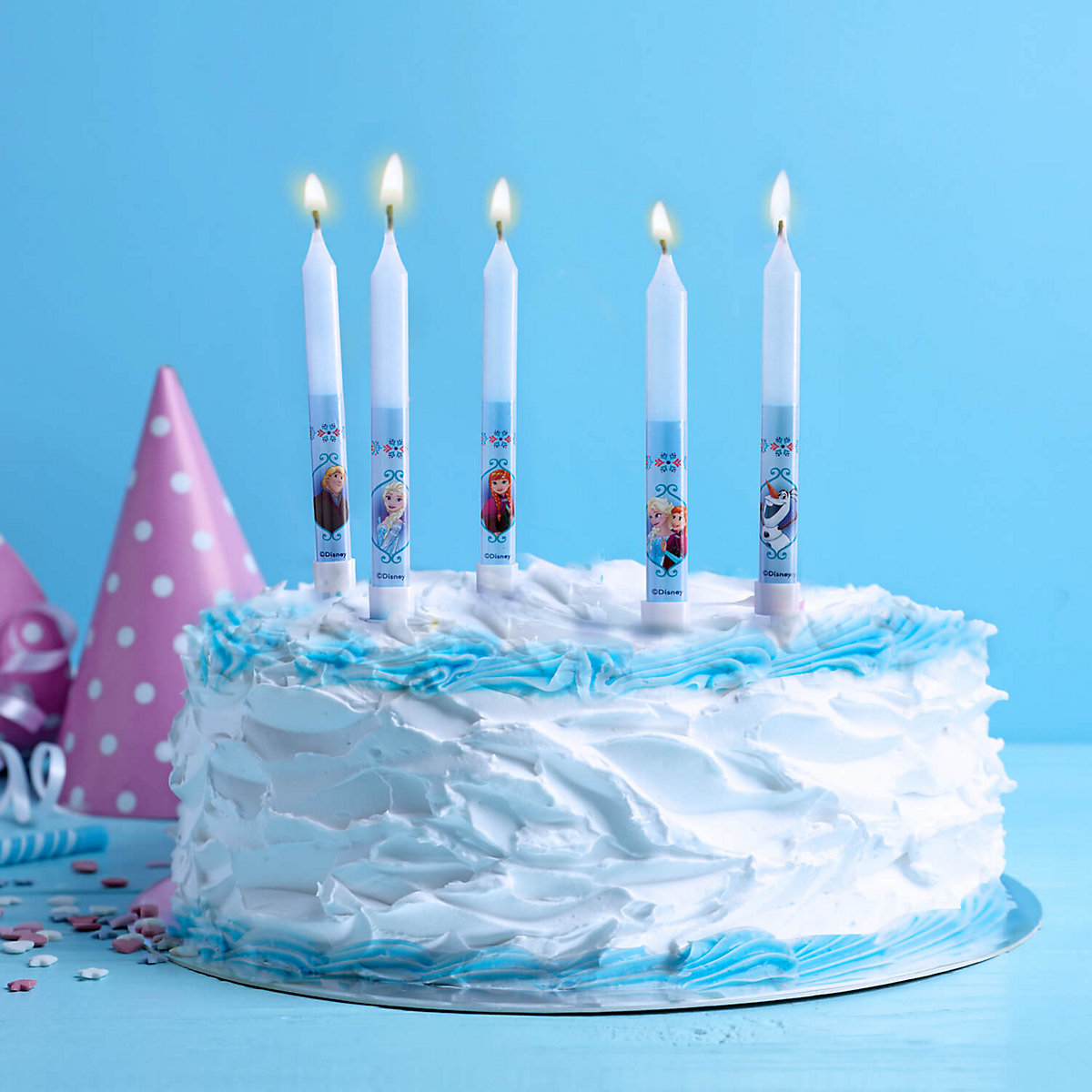 Geburtstagskerzen mit   Frozen Motiv, 8 Kerzen, 9cm, Tortendeko