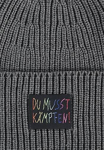 FRAAS Gerippte Strickmütze mit Aufnäher DU MUSST KÄMPFEN!