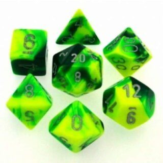 Green-Yellow w/silver 7-Würfelset (Gemini)