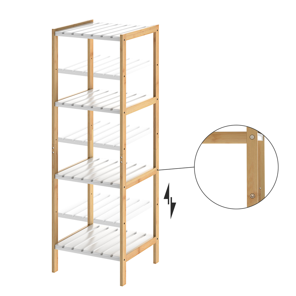 Casaria Standregal Bambus Weiß 110x33x34cm