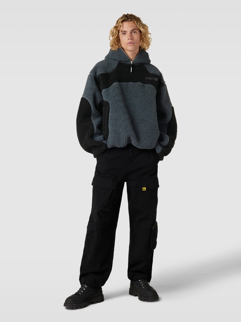Sweatshirt mit Kunstfell in dunkelgrau