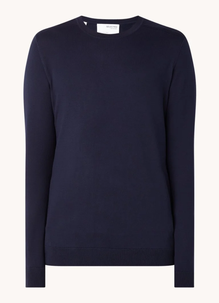 Selected Homme Fino pleten pulover z okroglim izrezom
