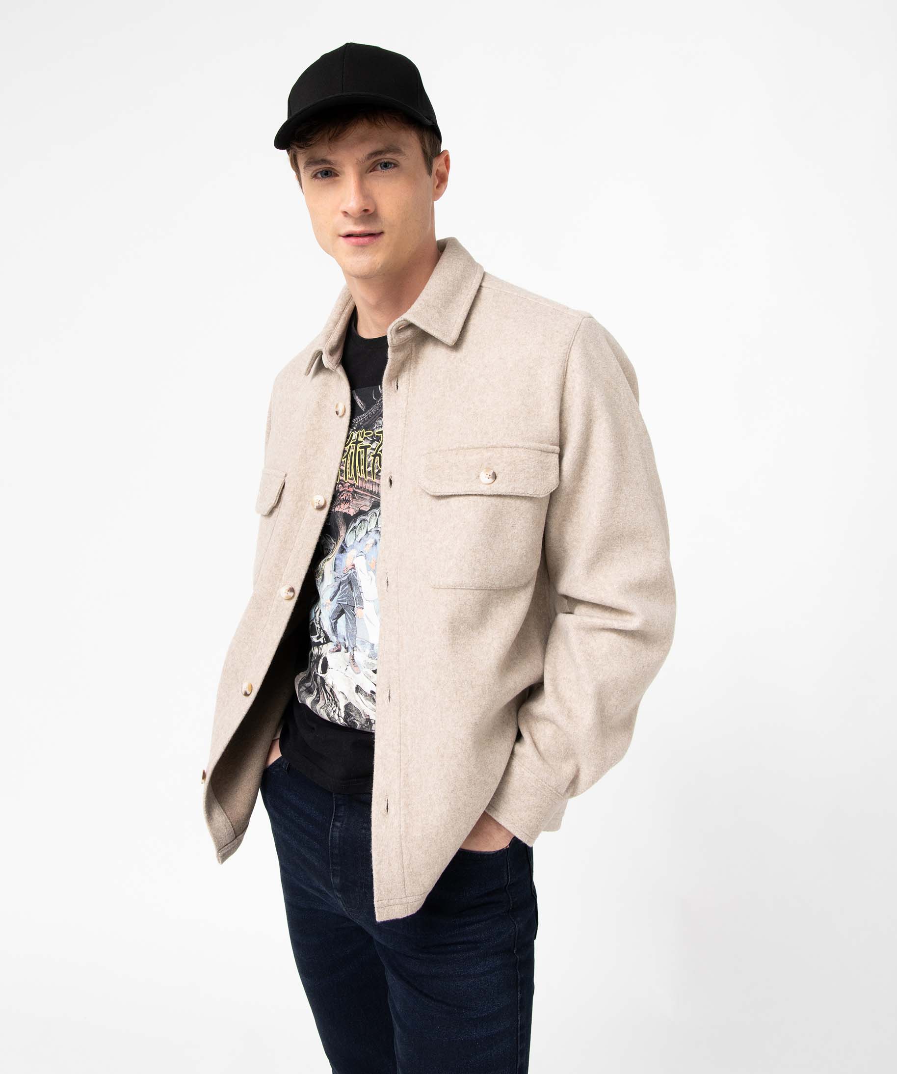 Surchemise homme épaisse et chaude beige | GEMO