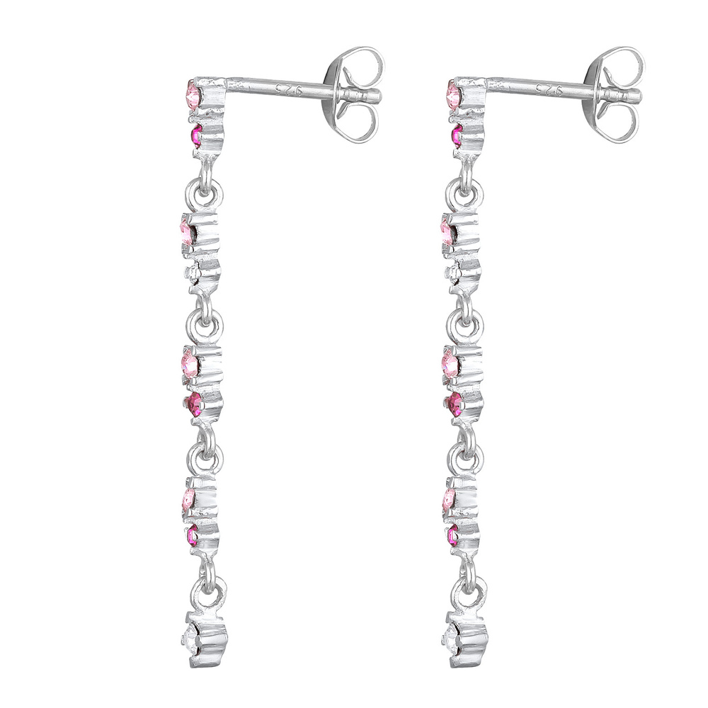 Elli Elli Boucles d'Oreilles Femmes pendentif d'oreilles étincelant avec cristaux rose Boucles d'oreilles