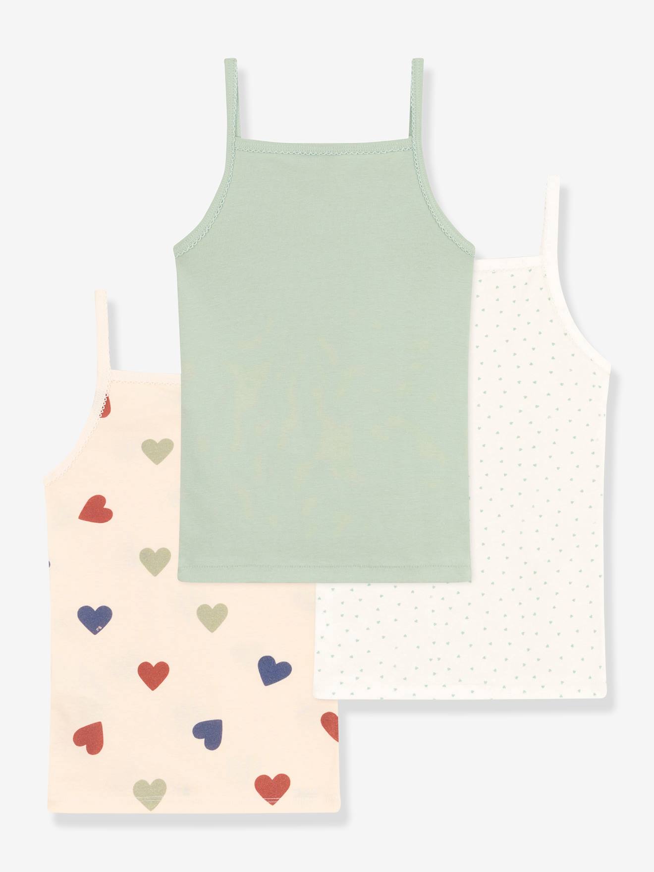 Petit Bateau 3er-Pack Mädchen Unterhemden PETIT BATEAU - mandelgrün
