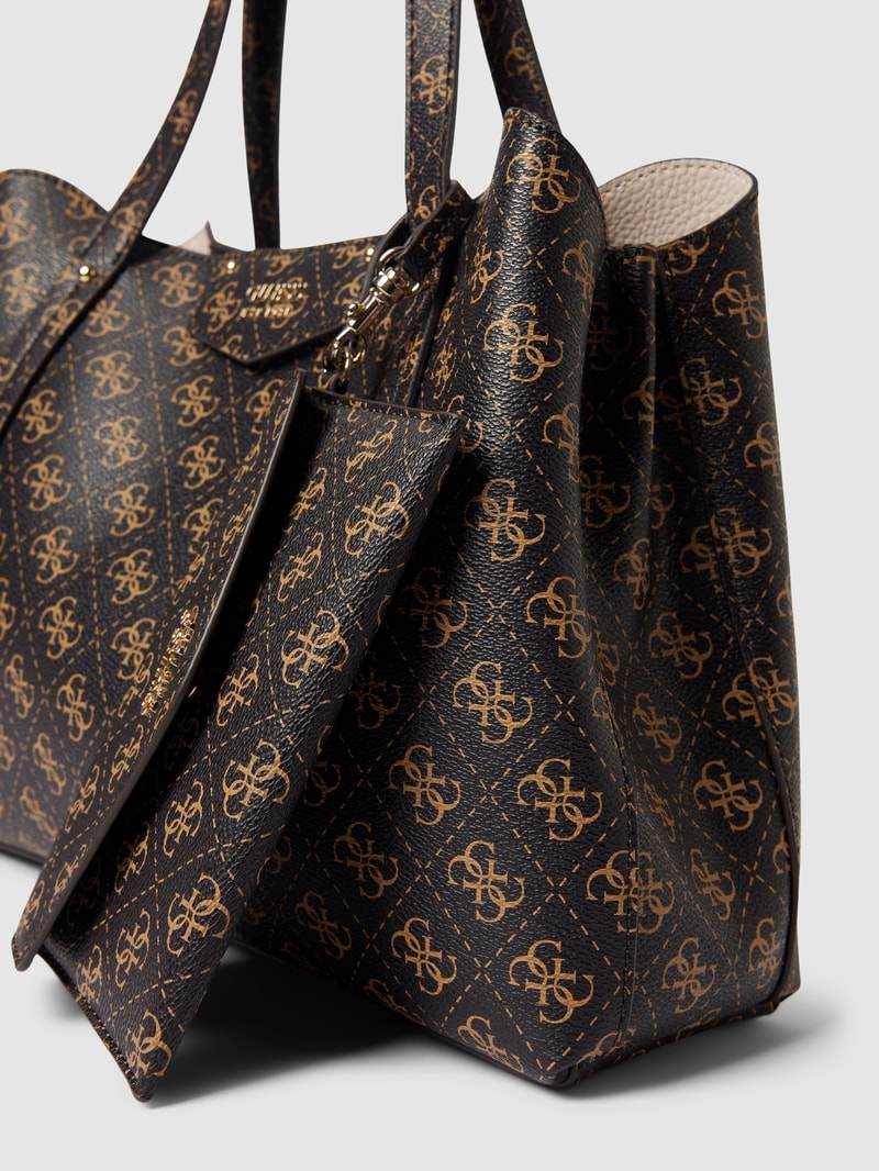 Handtasche mit Label-Print Modell 'BRENTON' in dunkelbraun