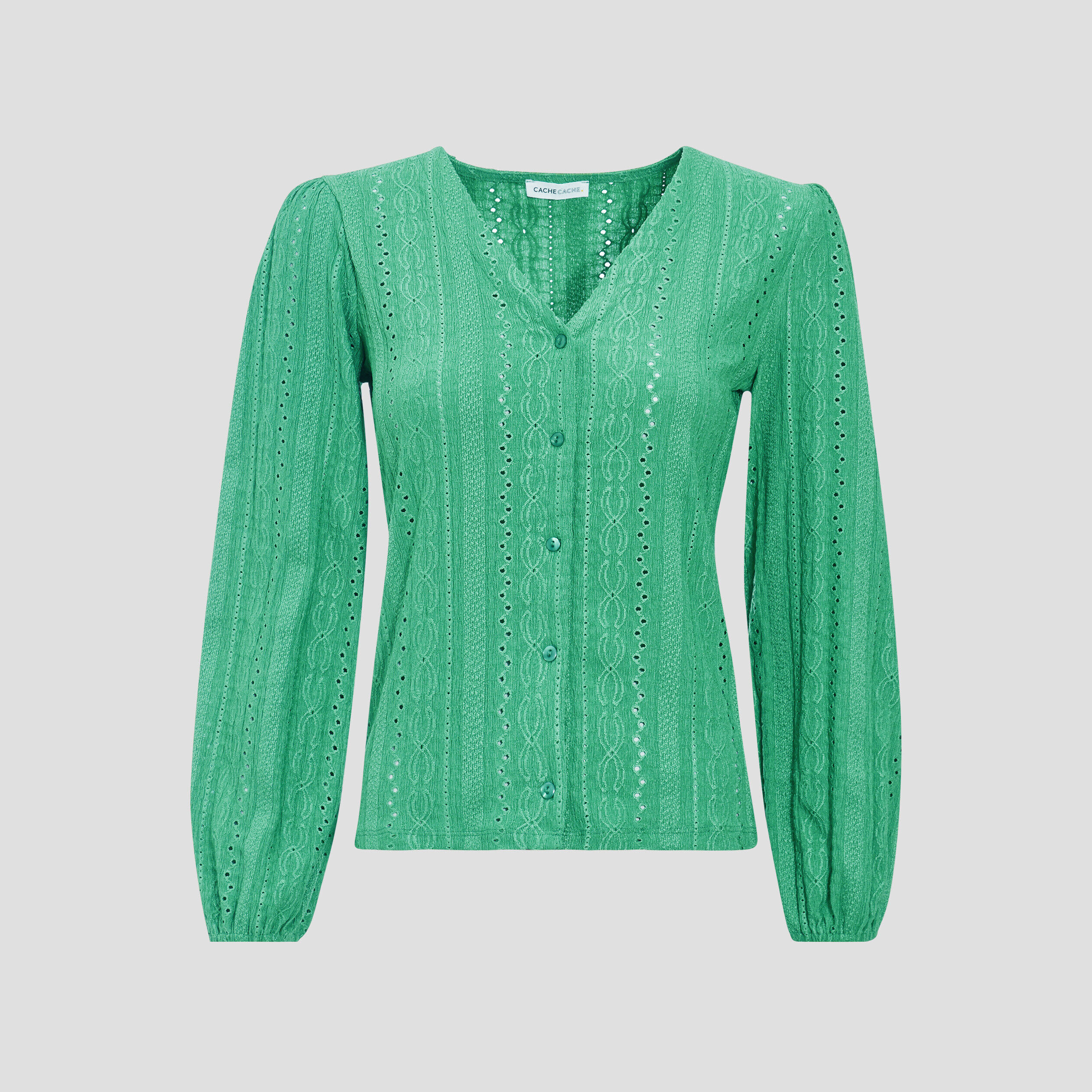 T-shirt manches longues vert femme | Cache Cache