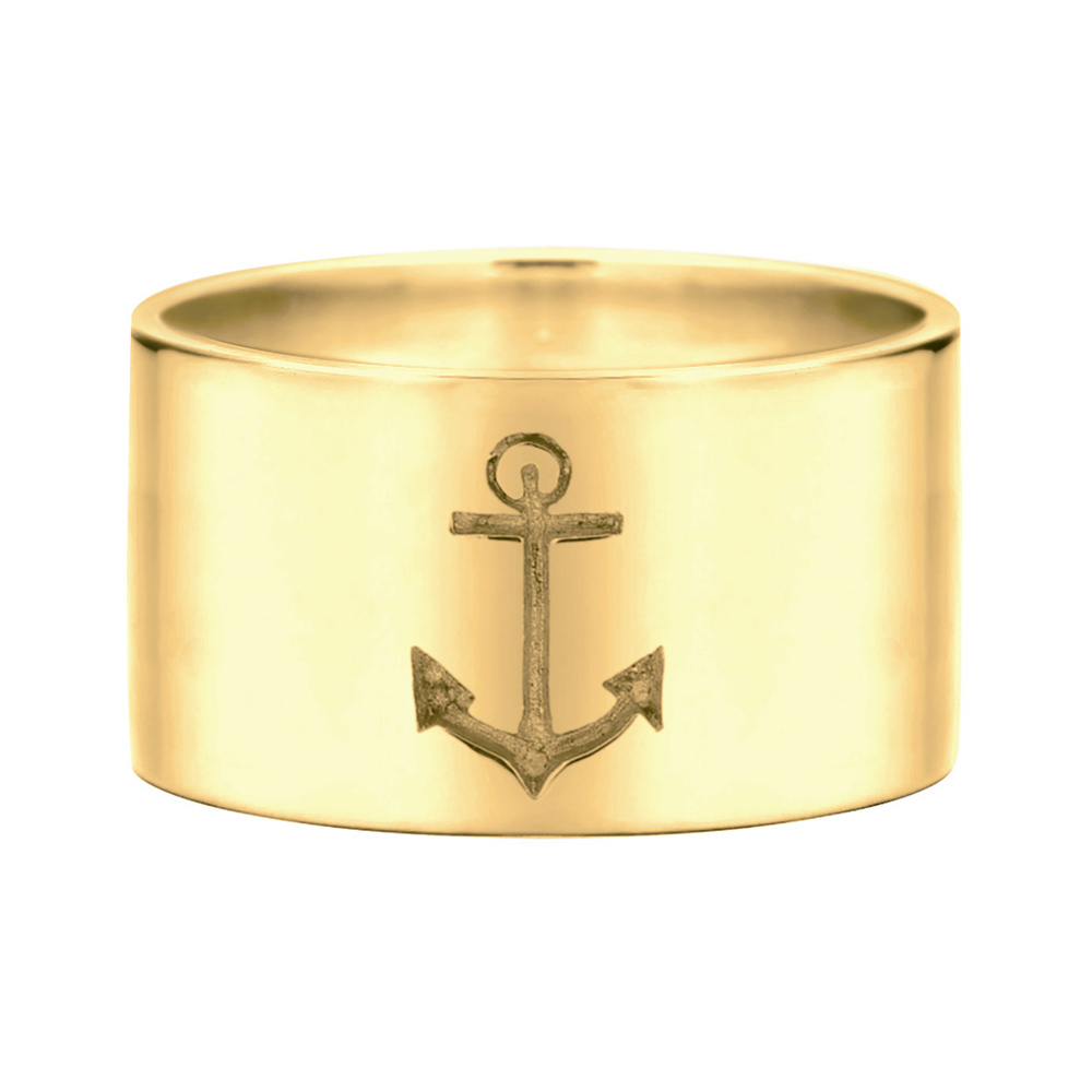 Elli Elli Bague Femmes Bande Ancre Motif Maritime en Argent Sterling 925 Bague