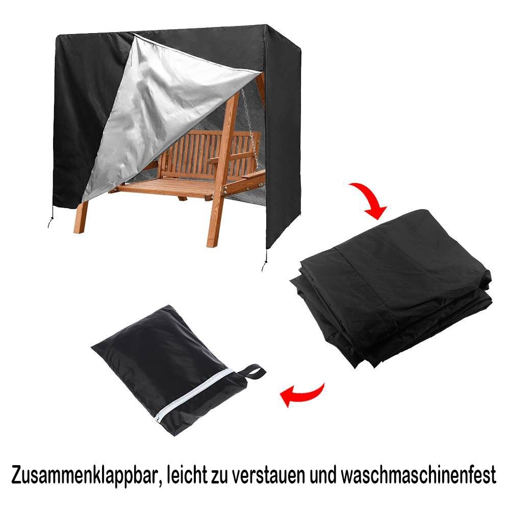 BTTO Gartenmöbel-Schutzhülle Gartenmöbel-Schutzhülle Hollywoodschaukel 3-Sitzer,1-St UV-beständig (Hollywoodschaukel-Abdeckung Wasserdicht Sonnenschutz), 220x125x170cm (LxBxH) Garten Schaukel Schutzhülle