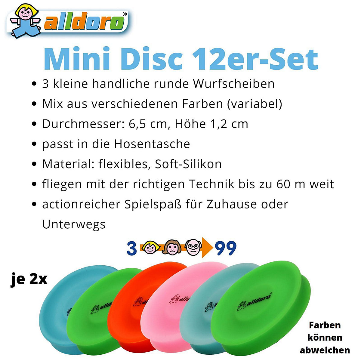 Mini Disc 12er Set neon + glow Farbmix