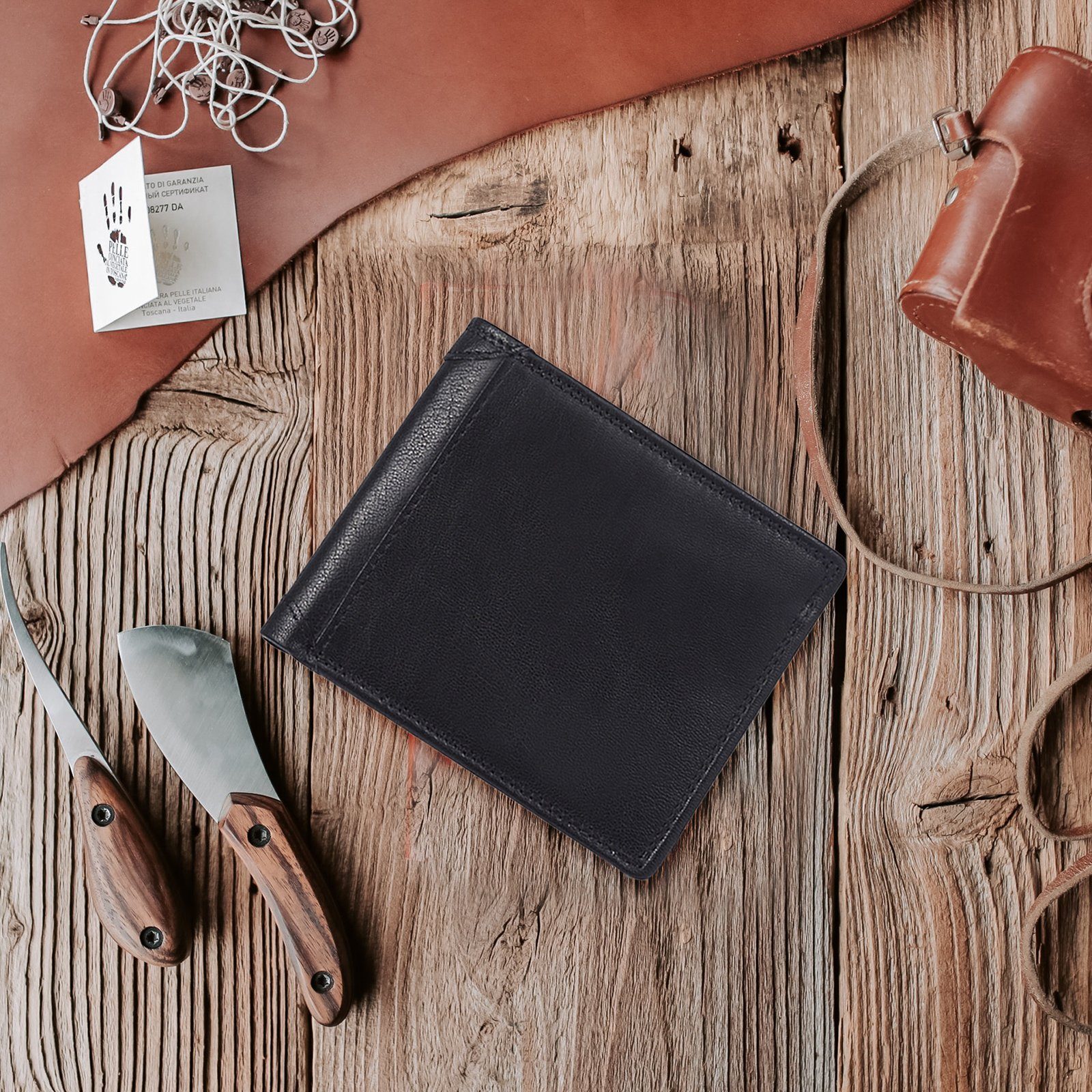 TAN.TOMI Brieftasche Leder Geldbörse Herren mit RFID Schutz, Portemonnaie Groß mit Münzfach,10 Fächer