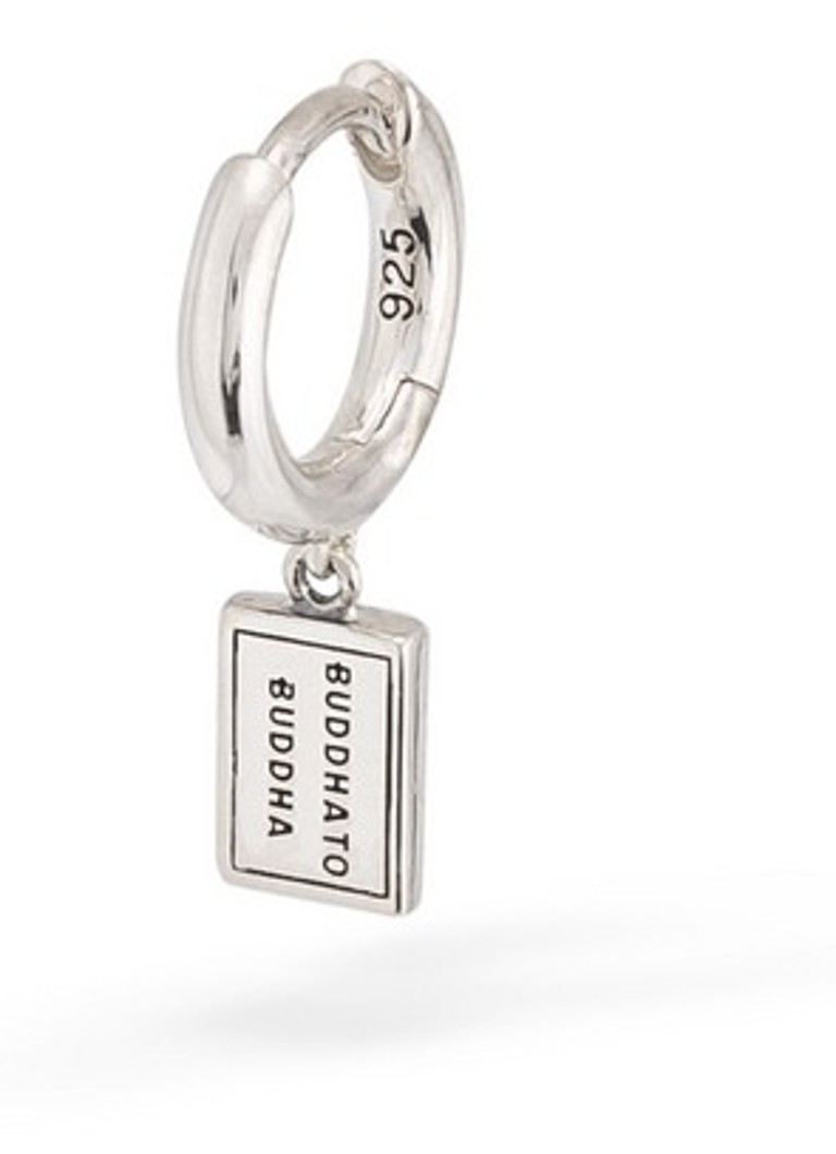 Buddha to Buddha Logo single silver hoop earring