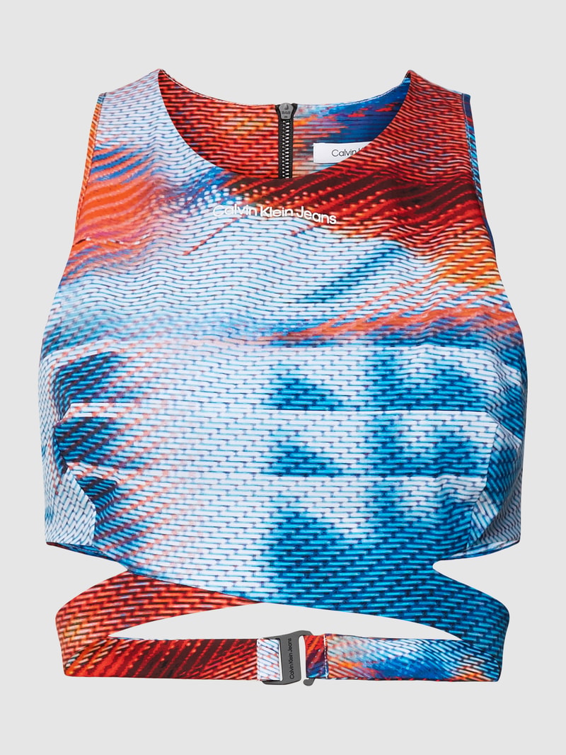 Crop Top mit Cut Out in aqua blau