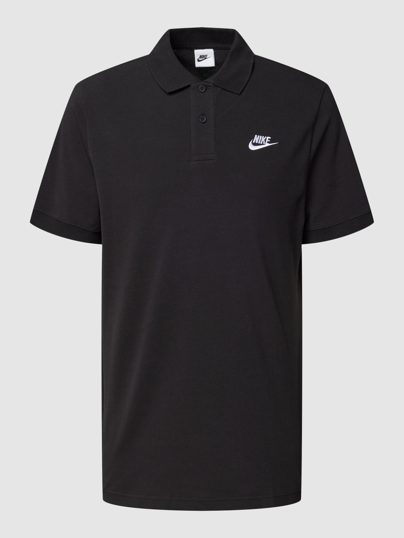 Poloshirt mit Knopfleiste und Logo-Detail in schwarz