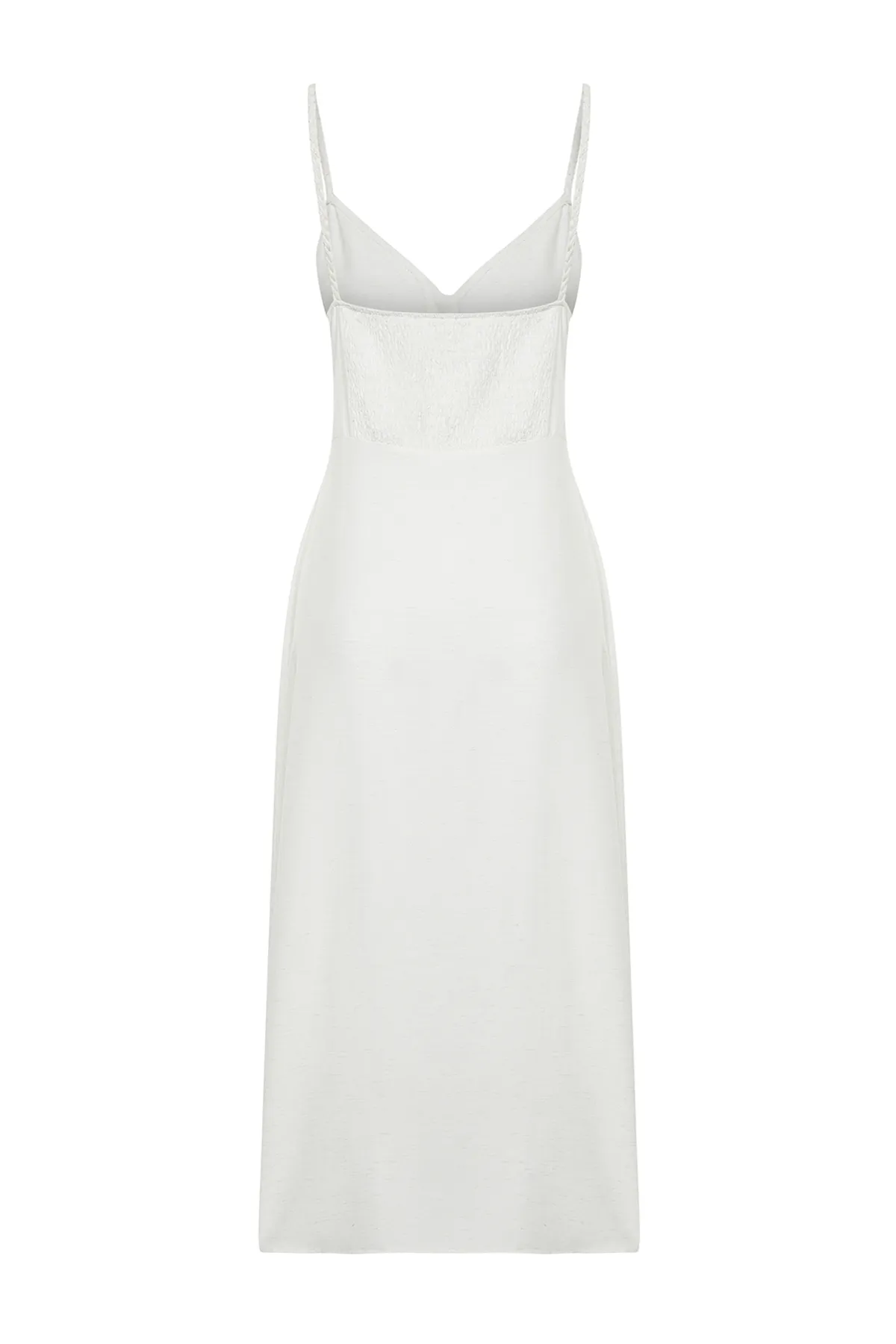 Trendyol Collection  Ecrufarbenes gewebtes Midi-Strandkleid TBESS24EL00153