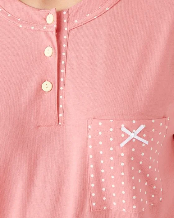 Pyjama-tunique en pur coton peigné, manches longues