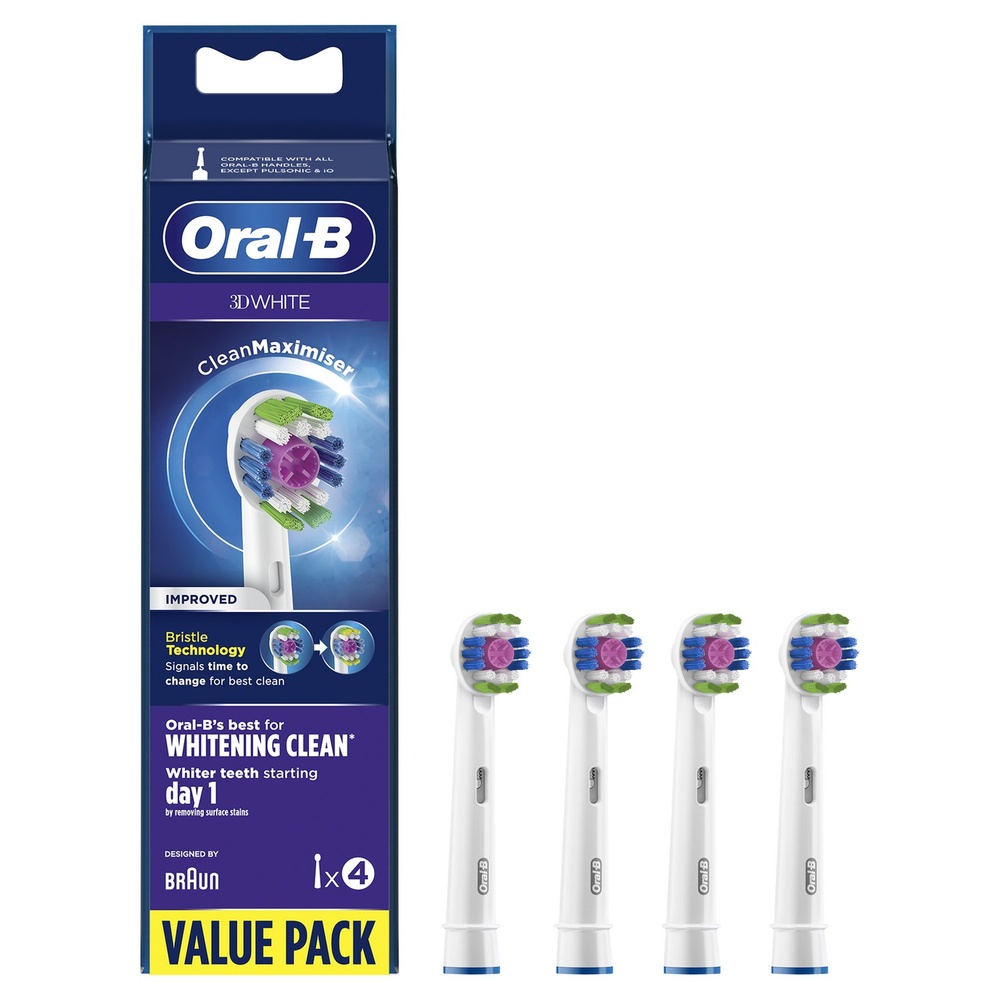 oral-b Oral-B 3D White Brossette Avec CleanMaximiser, 4 Brossettes De Rechange
