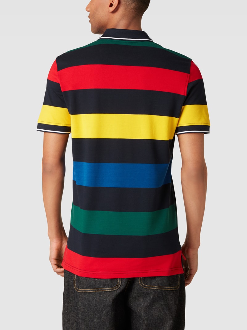 Poloshirt mit Streifenmuster in marineblau