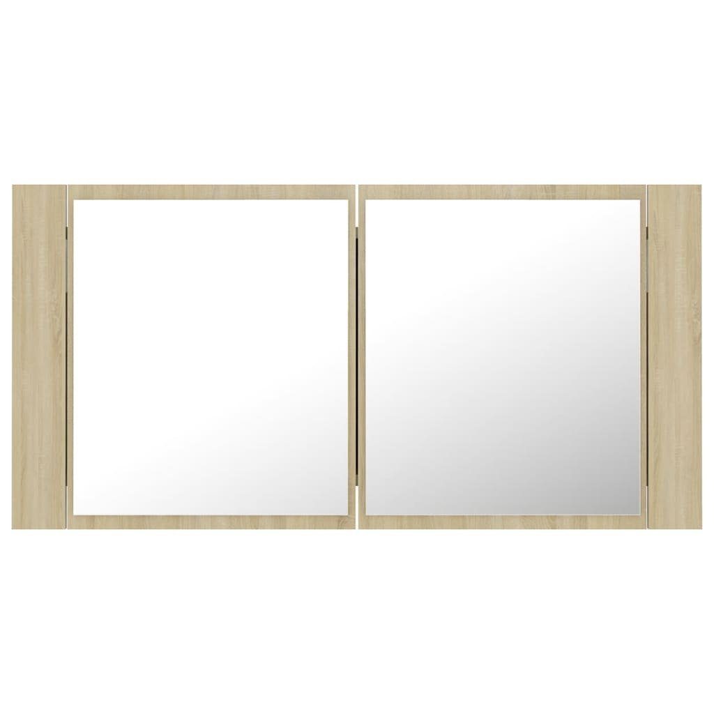 vidaXL Badezimmerspiegelschrank LED-Bad-Spiegelschrank Sonoma-Eiche 90x12x45 cm Acryl (1-St)