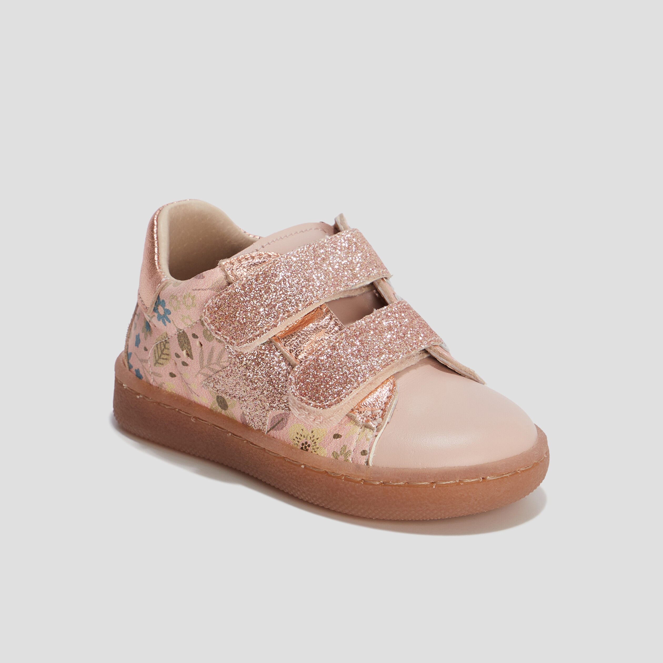 Baskets montantes à scratchs en cuir multicolore bébé fille | La Halle