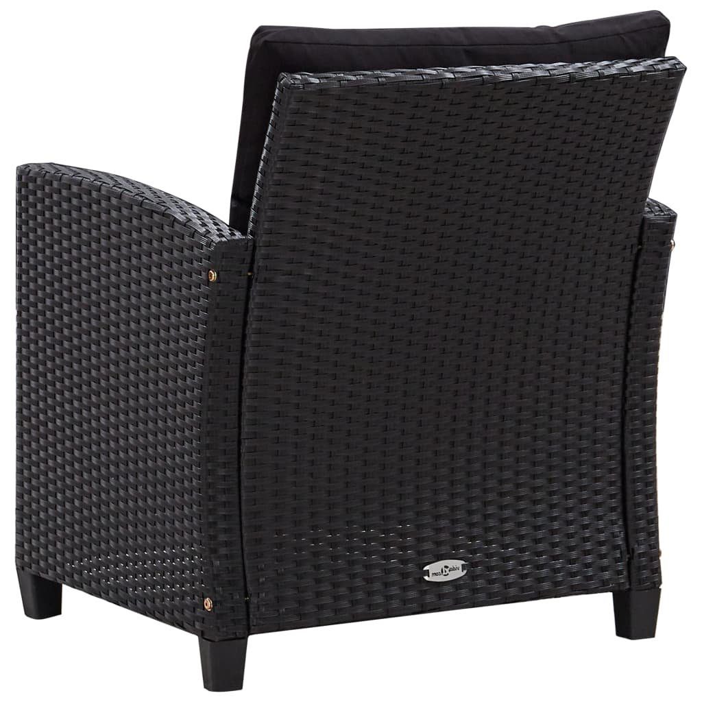 vidaXL Loungesofa 6-tlg. Garten-Sofagarnitur mit Auflagen Poly Rattan Schwarz, 6 Teile