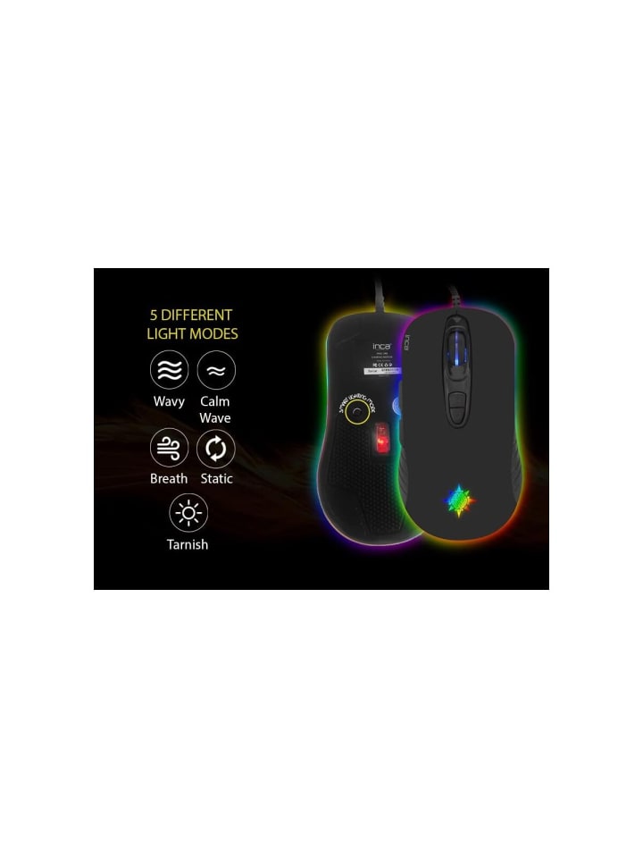 Inca Inca PHALDOR RGB Makro Tastem Professional Gaming Maus schwarz in schwarz günstig kaufen onesize