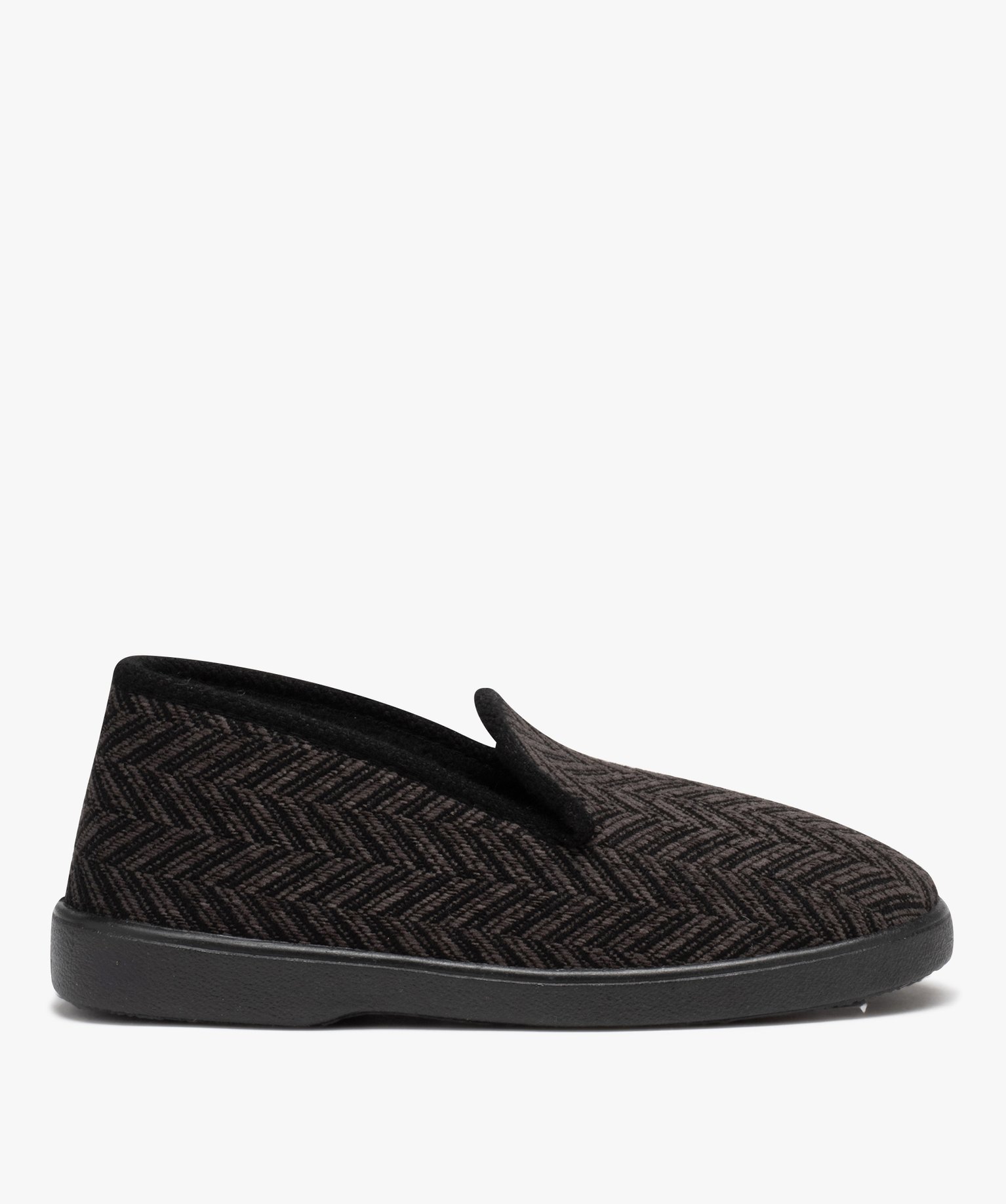 Chaussons homme pantoufles style charentaises à chevrons gris | GEMO