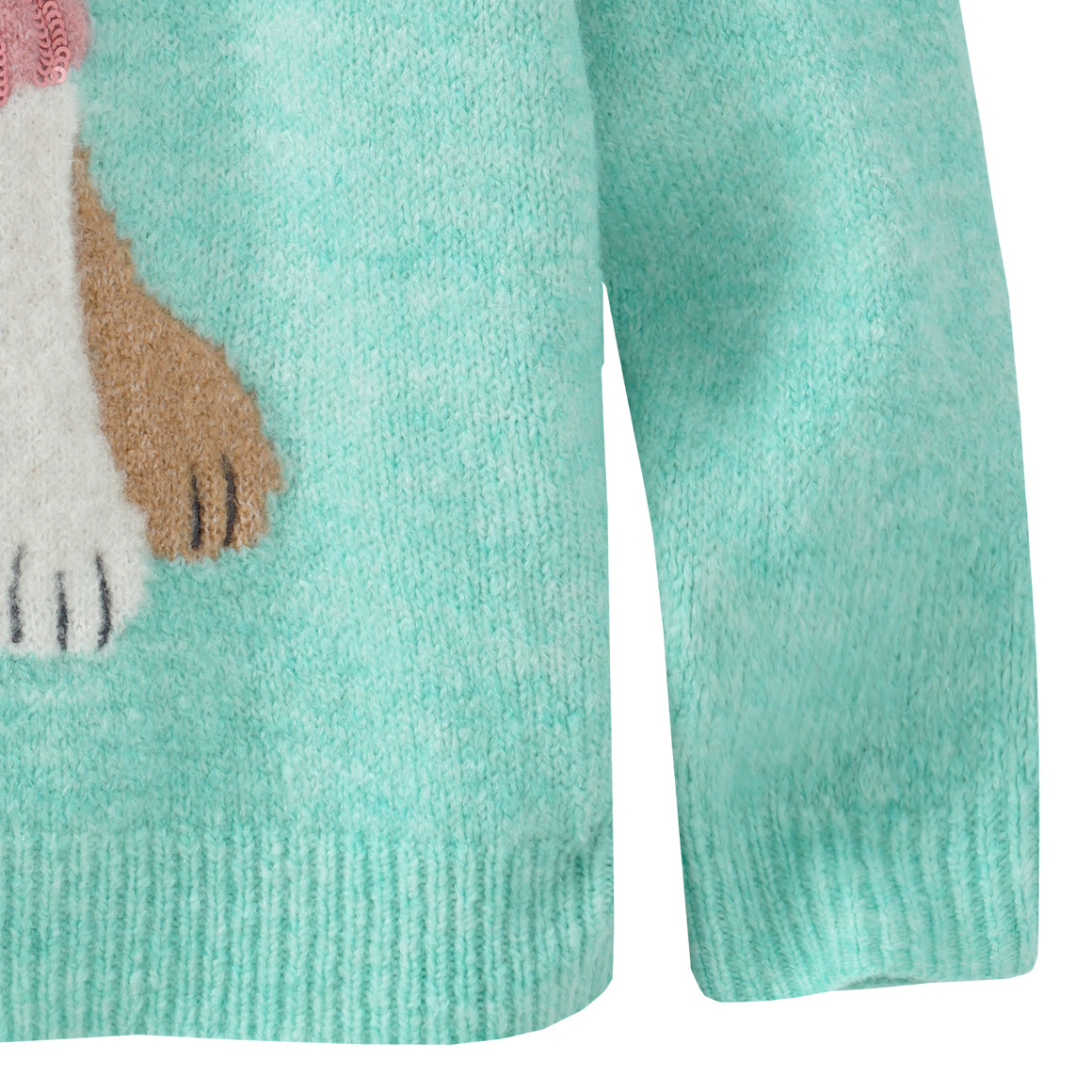 Mädchen Strickpullover mit Hund-Applikation