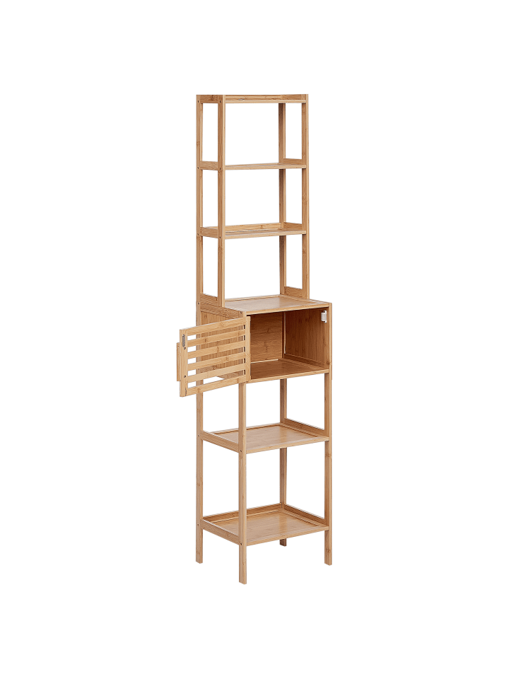 Beliani Badezimmerregal LEHI in Heller Holzfarbton - (W) 36 x (H) 160 x (L) 30 cm günstig kaufen onesize