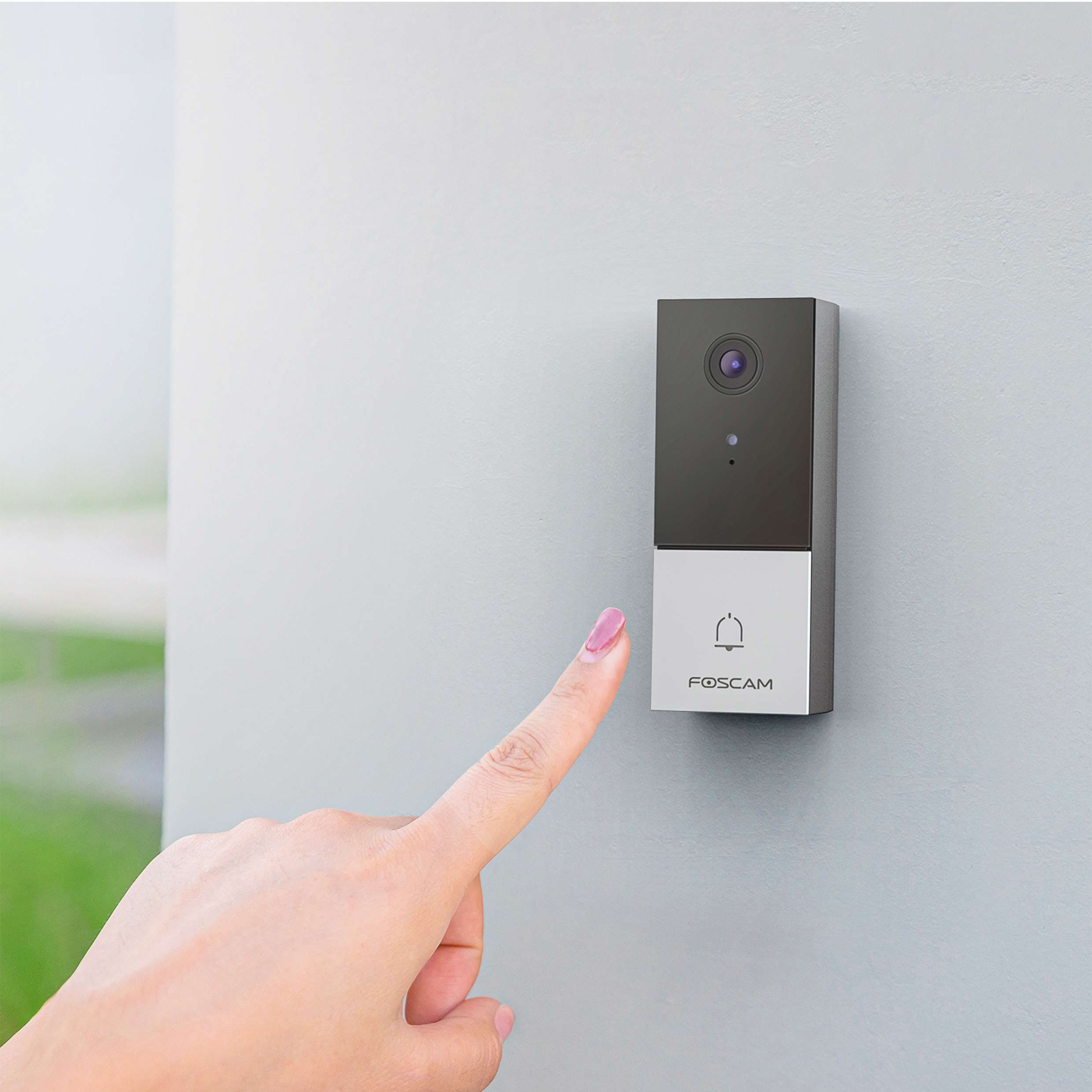 Foscam VD1 4 MP Dual Band WLAN Videotürklingel Smart Home Türklingel (Außenbereich, Innenbereich, P2P-Funktion, Echtzeit-Alarm, 2-Wege-Audio, Wetterfest IP65, Ultra-Weitwinkelobjektiv)