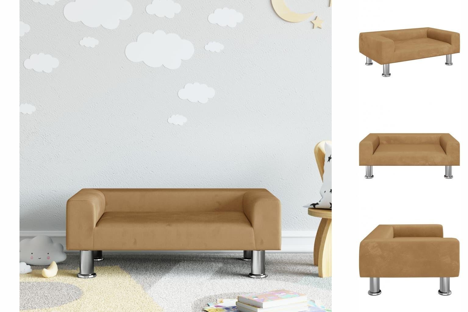 vidaXL Kindersofa Kindersofa Braun 70x45x26,5 cm Samt Kindercouch Kindermöbel Kinderzimm