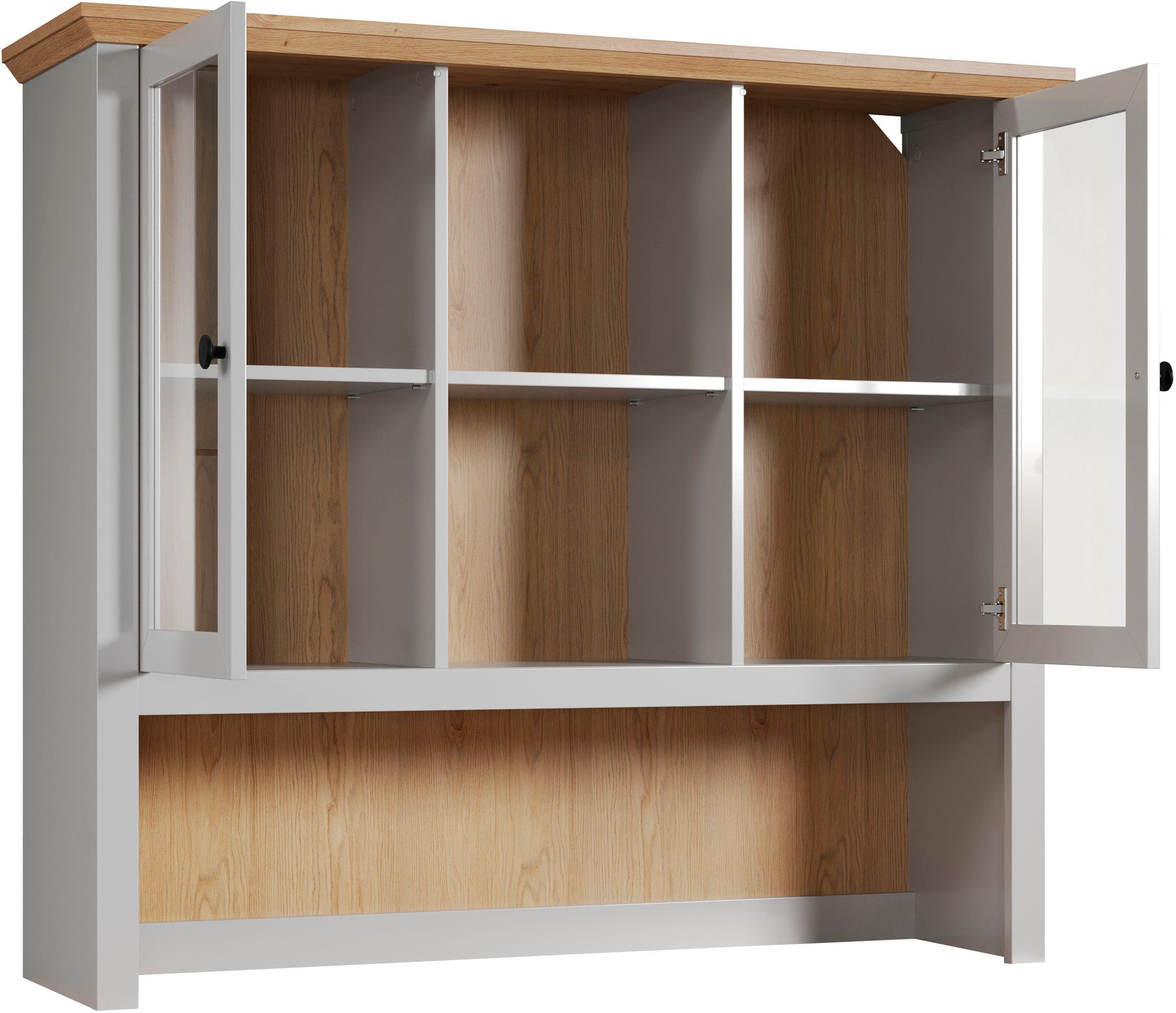 Home affaire Buffetaufsatz Herzwill, (1-St), Artisan Eiche NB und hellgrau, matt, im Landhaus-Look