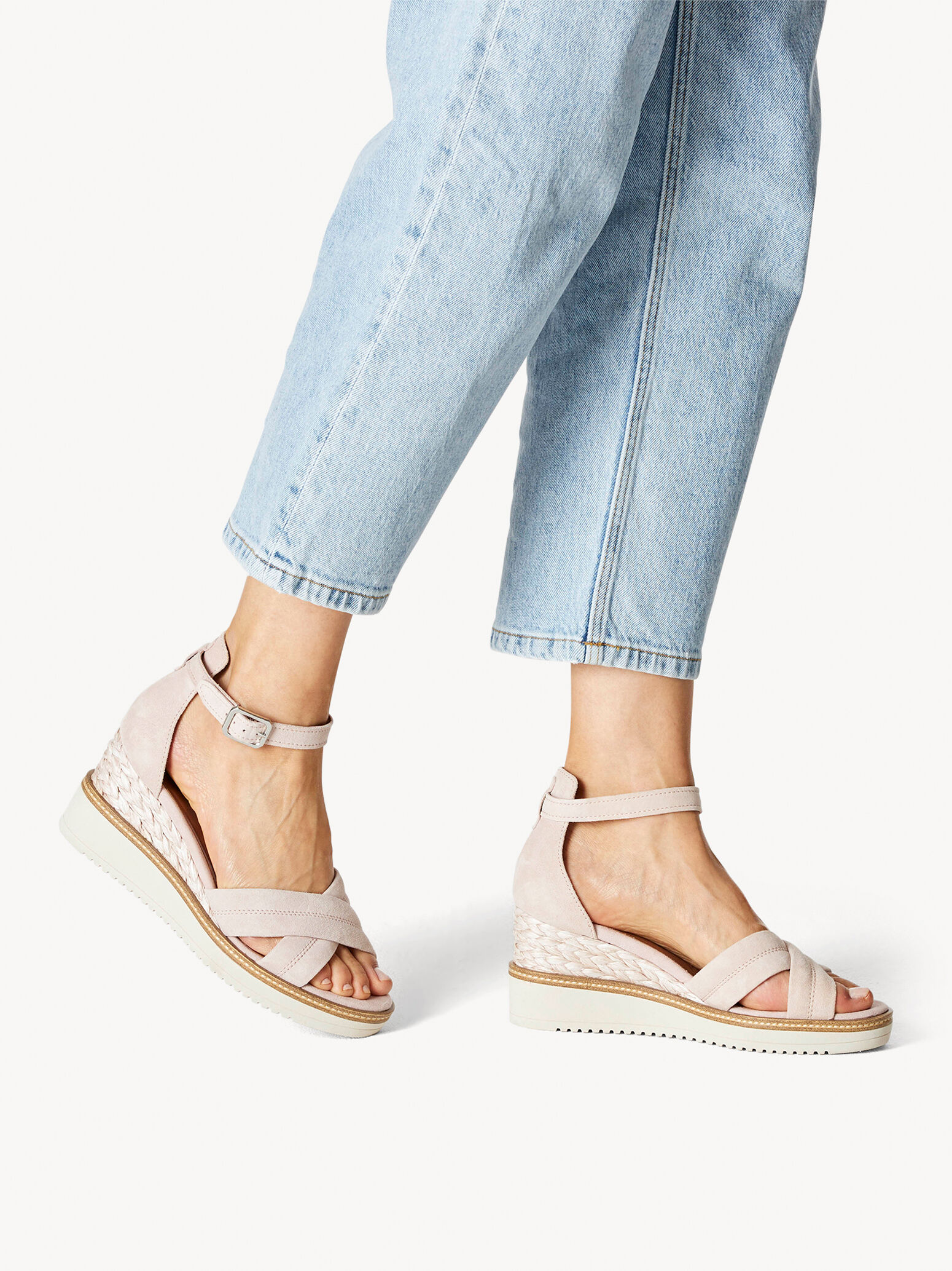 Sandale à talon en cuir - beige