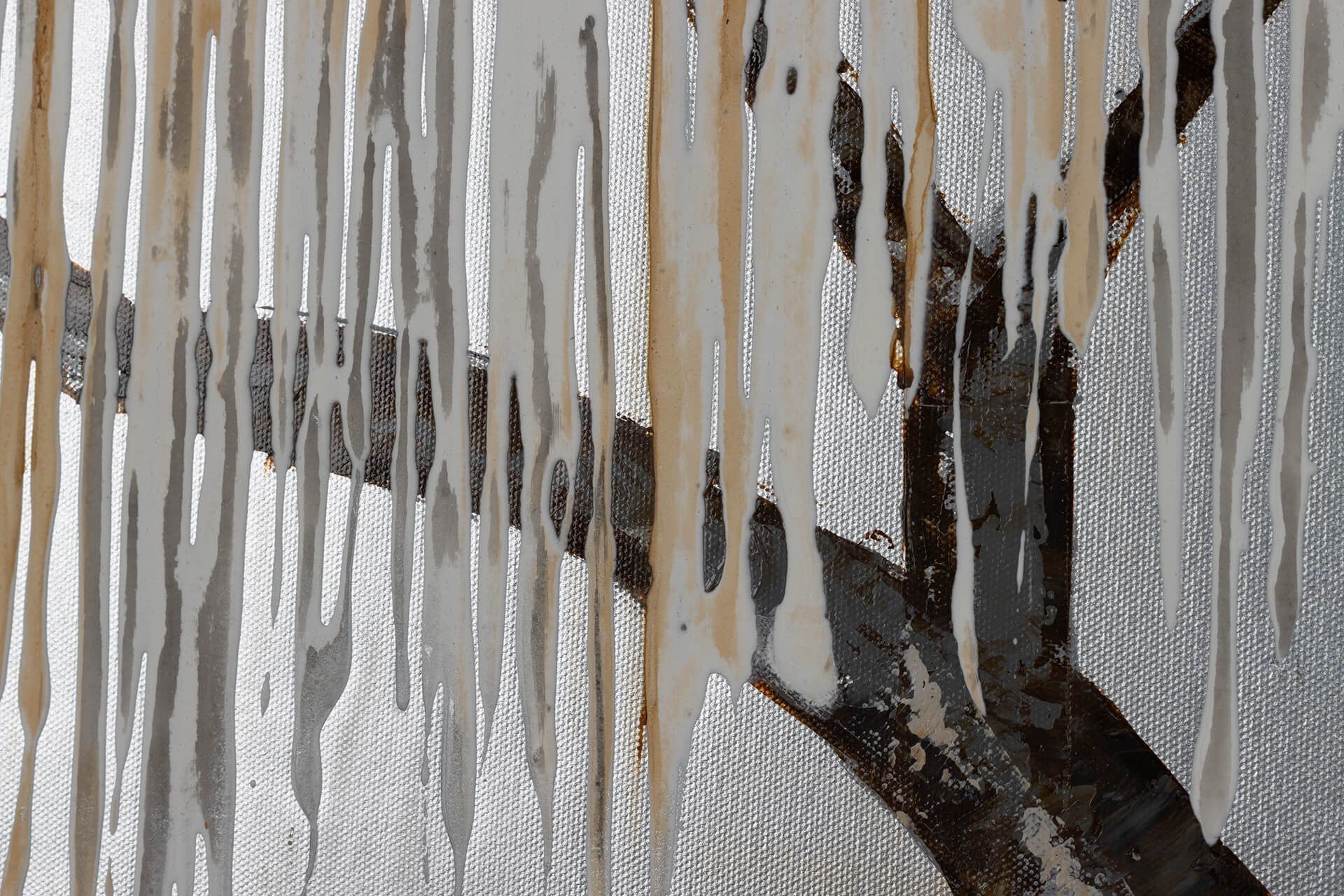 KUNSTLOFT Gemälde Trauerweide im Nebel 150x50 cm, Leinwandbild 100% HANDGEMALT Wandbild Wohnzimmer
