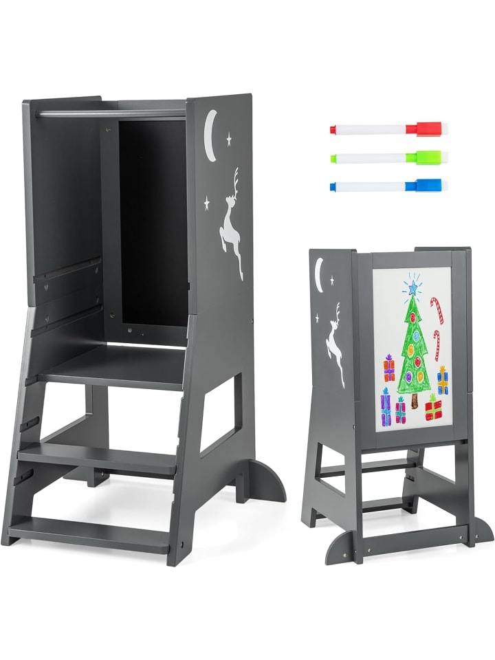 COSTWAY 2 in 1 Tritthocker 1-7 Jahre in Grau günstig kaufen onesize