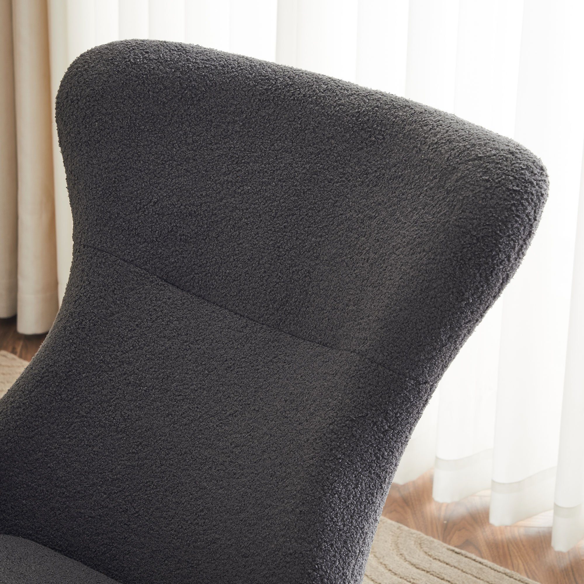 OKWISH Schaukelstuhl Relaxstuhl Schwingsessel Freizeitstuhl Relaxsessel Schaukelsessel (mit hoher Rückenlehne, Teddy-Samt-Schaukelstuhl), Einzelsofastuhl, Mutterstuhl, Kinderzimmerstuhl