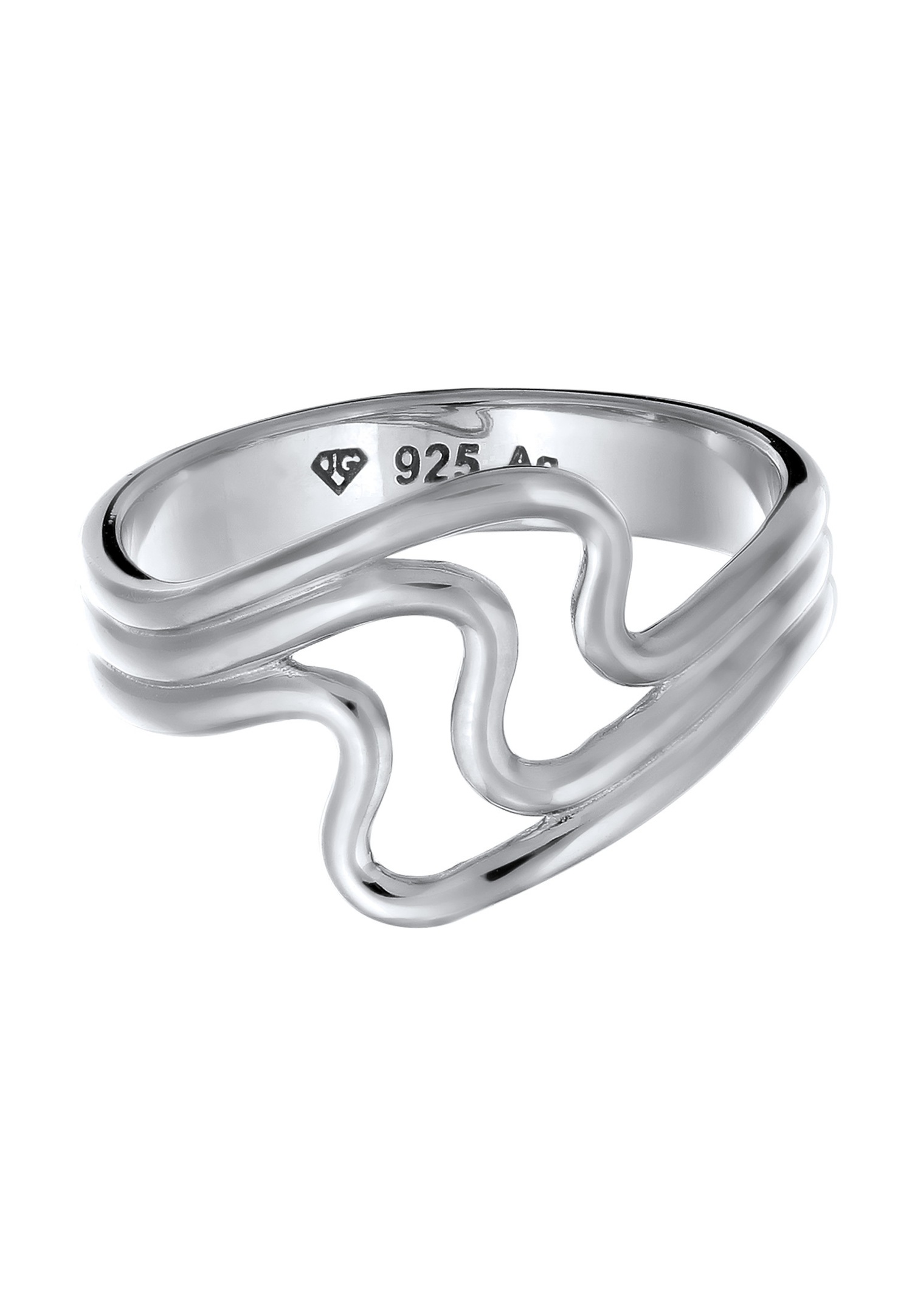 Anillo Elli Elli para mujer sin piedras, diseño de olas, plata de ley 925, verano/playa.