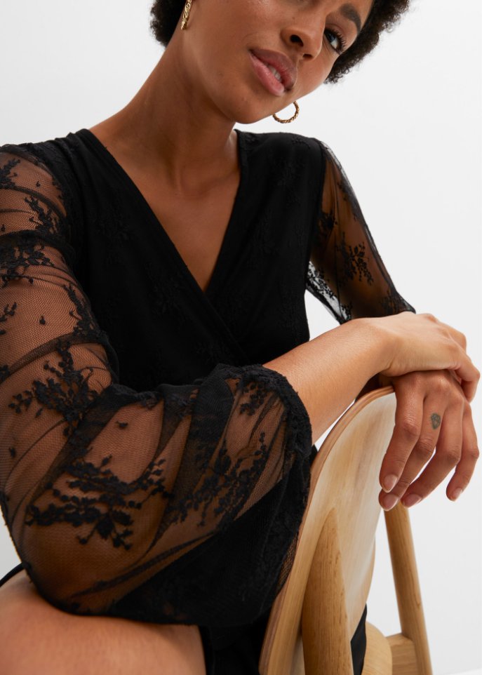 Jerseykleid mit Spitze