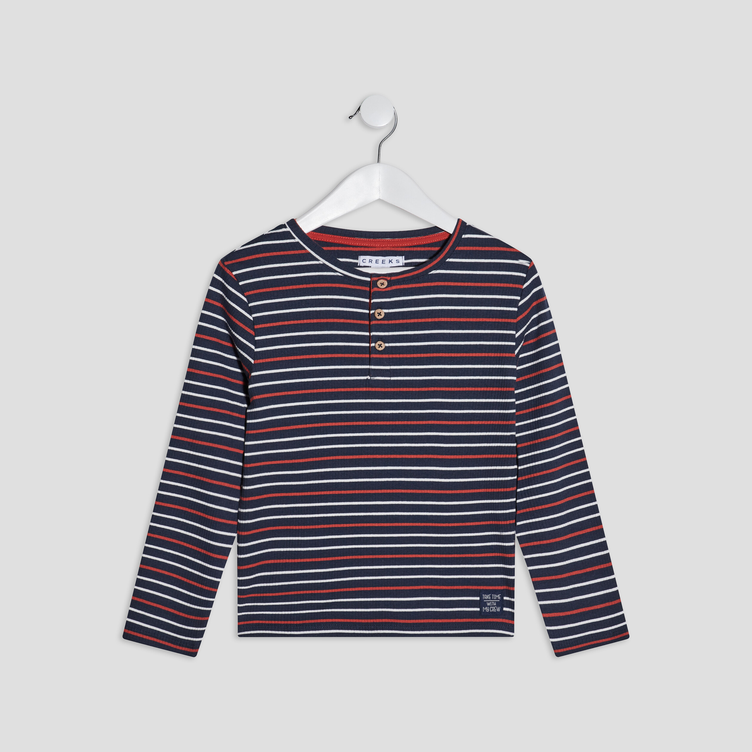 T-shirt manches longues Creeks bleu marine garçon | La Halle