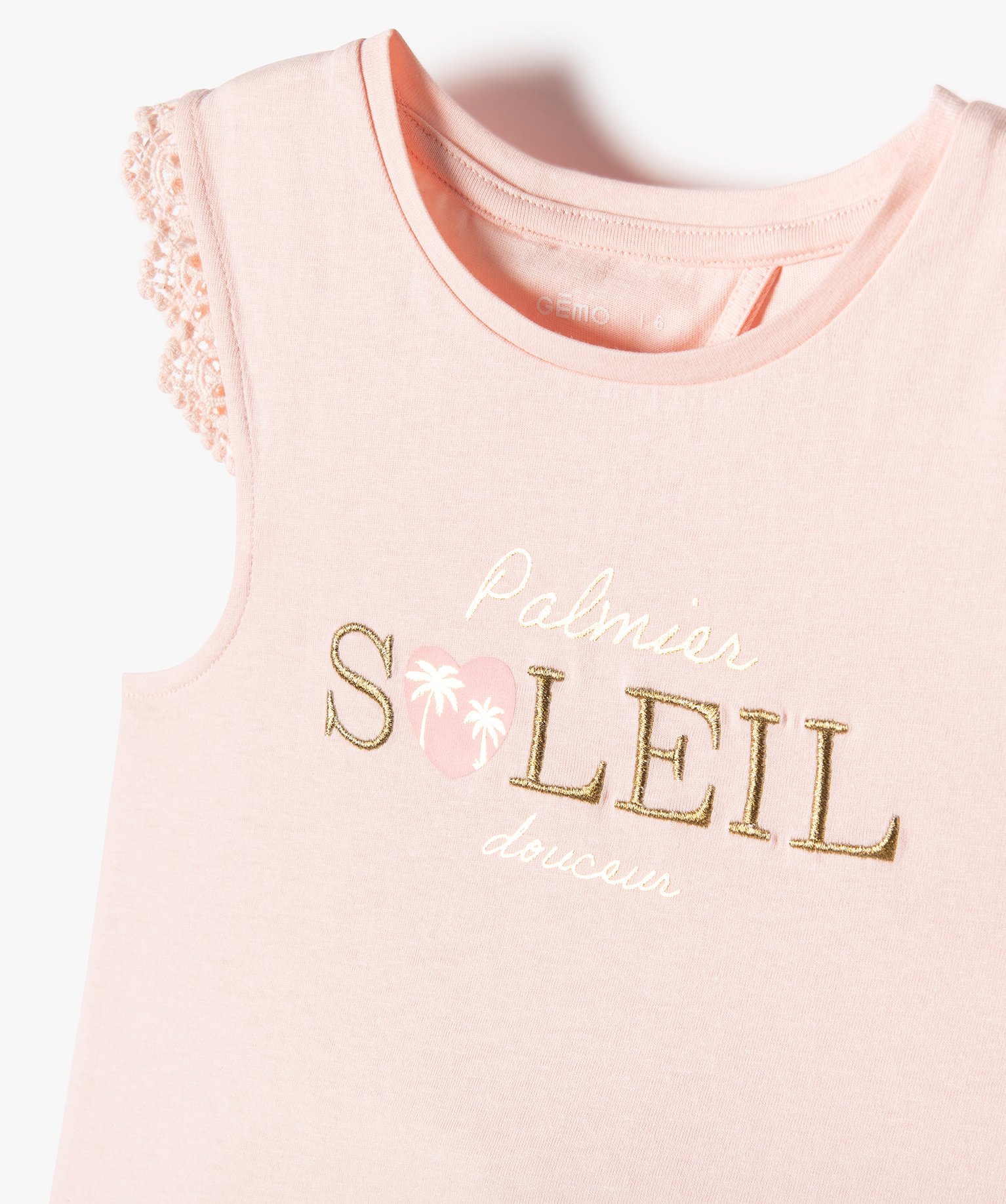 Débardeur fille avec motif pailleté et dos ouvert rose | GEMO
