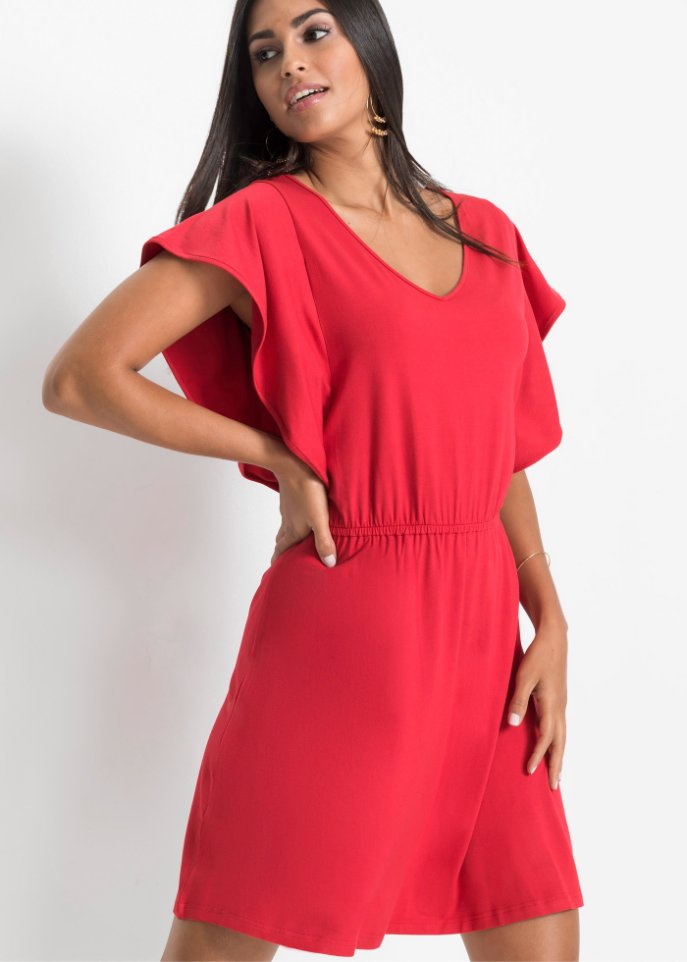 Jerseykleid mit Volant-Ärmeln