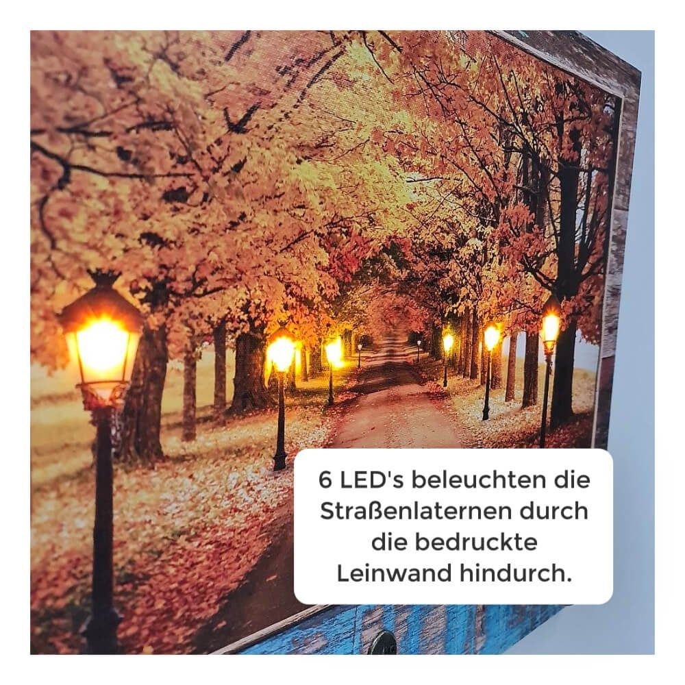 GarPet Schlüsselbrett LED Schlüsselboard Flur Leinwand Holz Schlüssel Brett Halter Garderobe