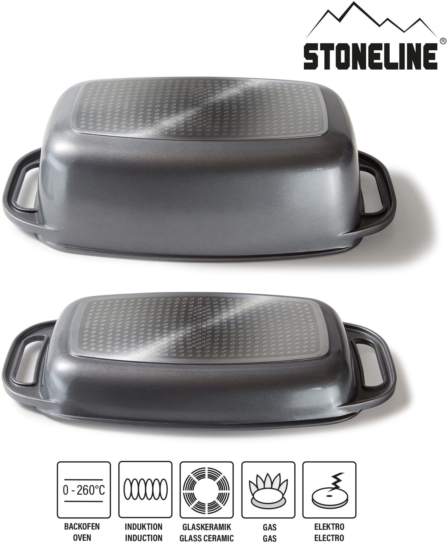 STONELINE Bräter, Aluminiumguss (1-tlg), mit Alugussdeckel, Induktion