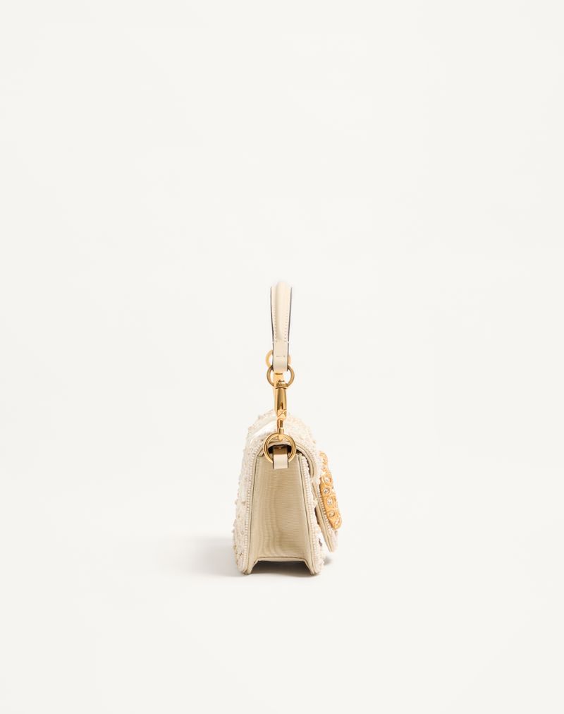 Bolsa de ombro pequena Valentino Garavani Locò bordada com logotipo de joia