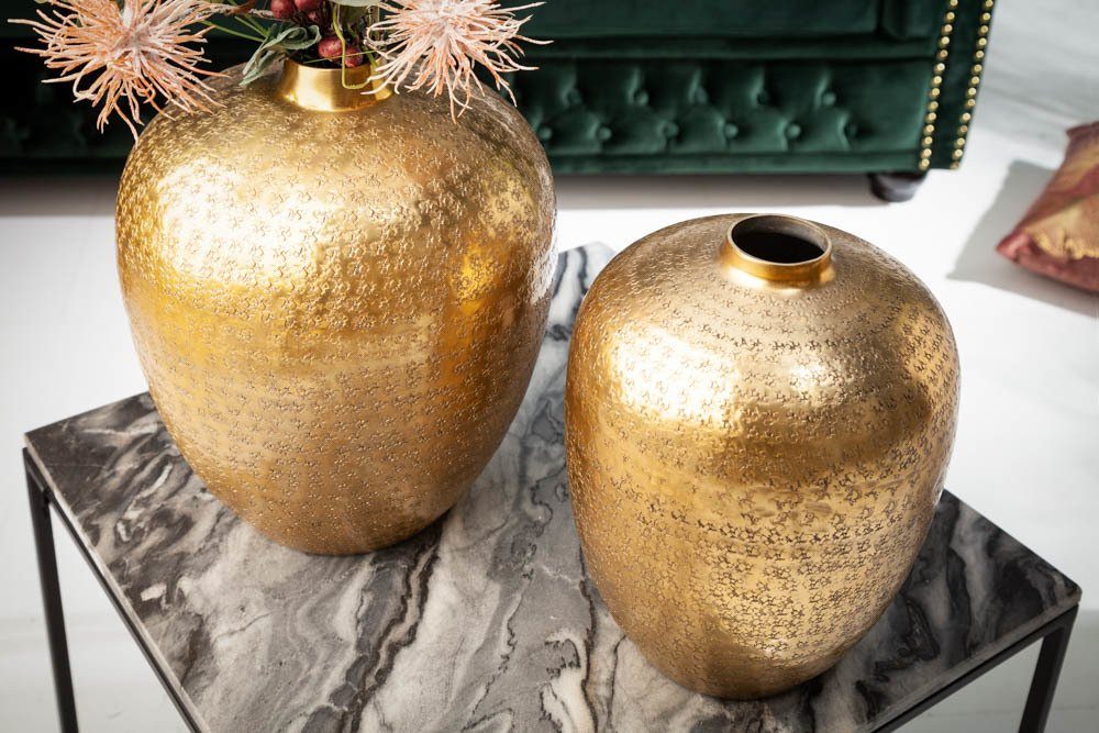 riess-ambiente Dekovase ORIENTAL 33cm gold (Set, 2 St), Wohnzimmer · Vase · Metall · Handarbeit · Dekoration