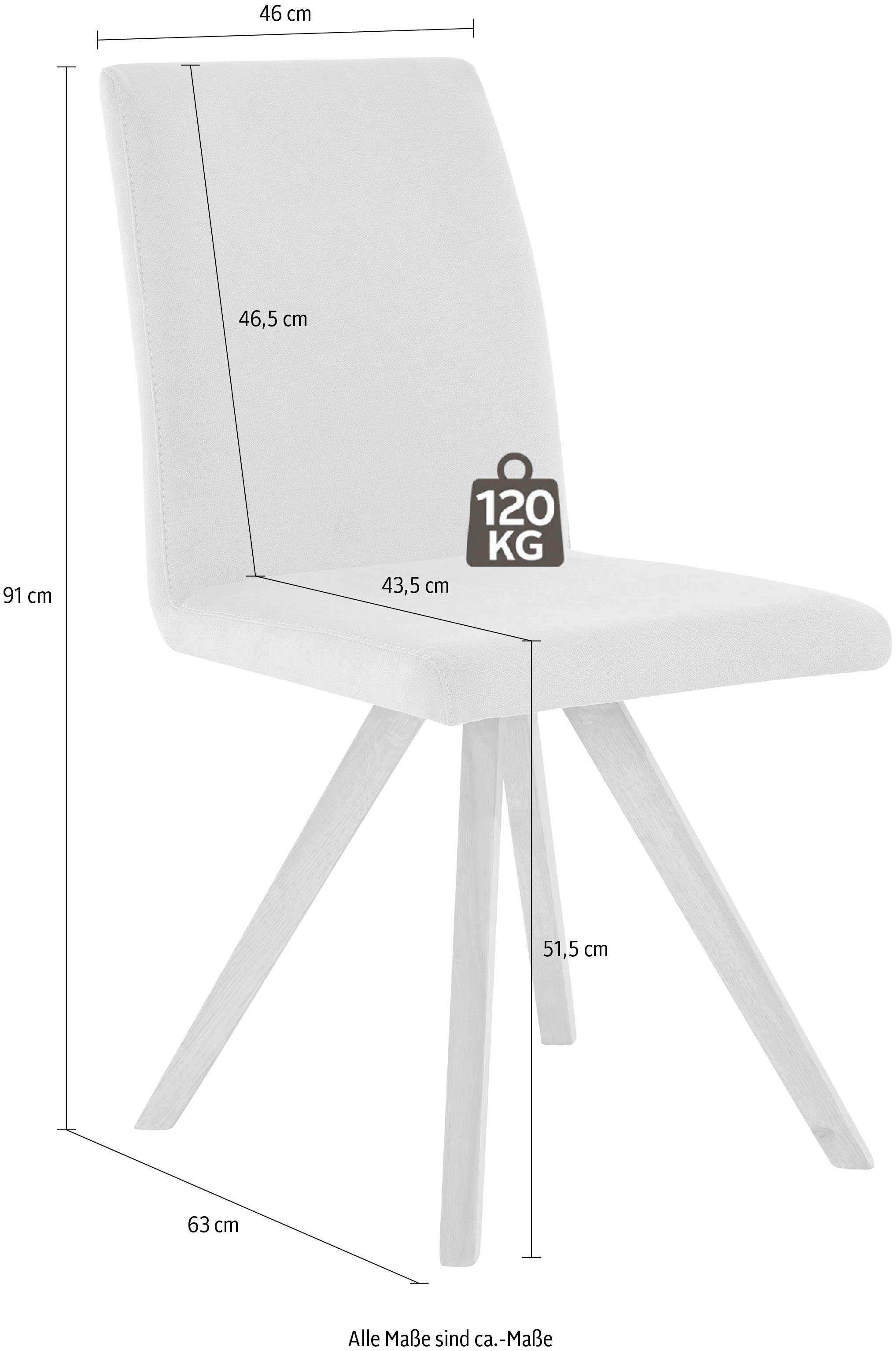 Home affaire Schalenstuhl Rio (Set, 2 St), Bezug in Kunstleder oder Strukturstoff und das Gestell ist Eiche geölt