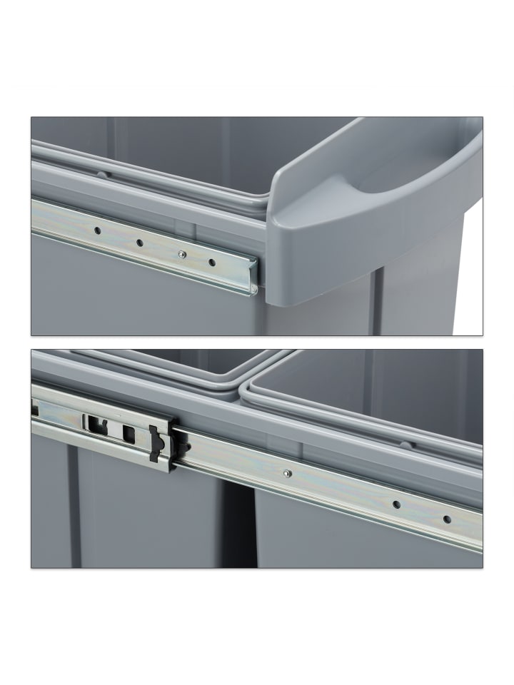 relaxdays Mülltrennsystem Grau Deluxe 1x20L   2x10L günstig kaufen onesize