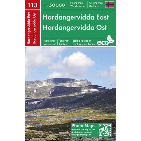 Hardangervidda Ost, Wander - Radkarte 1 : 50 000 - Wanderkarte